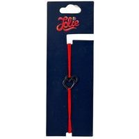 Martisor Bratara din Inox pentru Copii, Jolie, Textil si Inox, Snur Rosu, Model Inimi, Argintiu