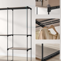 SONGMICS Dulap de haine portabil, cu 3 bare de agatat si rafturi, 138x43x182 cm, maro taupe