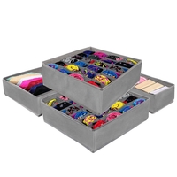 Set 4 organizatoare Sersimo sertar pentru sosete/lenjerie, gri