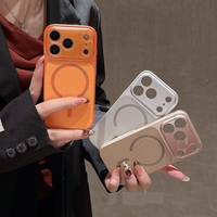 Carcasa Magnetica Mata, Vafy, Compatibila iPhone 17 Pro Max, din TPU/PC si Piele Ecologica, Argintiu