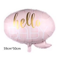 Balon din Folie Metalizata, Vafy, Figurina Norisor, Tema Hello Baby , 59x50 cm, Ambalaj Individual, Pai Inclus, Umflare cu Aer sau Heliu, Roz
