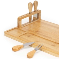 Set servire branzeturi cu platou din bambus si accesorii, 35x28x8 cm, maro natur