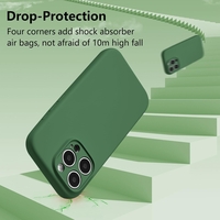 Husa de Protectie, Vafy, pentru iPhone 16 Pro, Liquid Silicone, cu Microfibra pe Interior, Protectie Antisoc, Compatibil Incarcare Wireless, Verde
