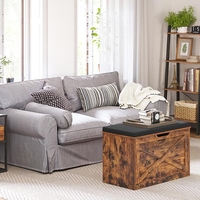 VASAGLE Banca pentru pantofi cu perna, tip cufar de depozitare, stil hambar, 76x40x48cm, maro rustic