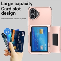 Husa de Protectie compatibila Apple iPhone 17, Vafy, Compartiment pentru Carduri, Anti-alunecare, Protectie PC, Rezistenta la Zgirieturi, Rose Gold