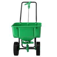 Distribuitor manual pentru seminte, ingrasamant sau sare, rezervor 27 L, roti mari, cadru metalic, 100x48x69 cm