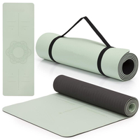 Saltea yoga antiderapanta din TPE, 183x61x0.6 cm, cu curea transport, verde