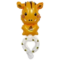Balon din Folie Metalizata, Vafy, Figurine Animalute, Tip Bratara, Model Mistret, Ambalaj Individual, Pai Inclus, Umflare cu Aer sau Heliu, Portocaliu