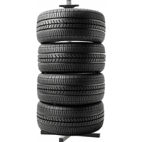 Suport depozitare anvelope 4 roti, cadru metalic, 45x45x105 cm, capacitate 100 kg, negru