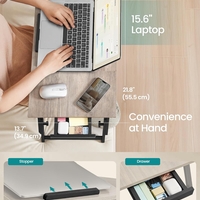 SONGMICS Masa laptop sau mic dejun cu picioare pliabile, din bambus, blat reglabil pe unghi si inaltime, 68x35x32 cm