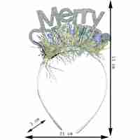 Bentita/cerc Mery Cristmas, culoare gri metalic cu beteala, marime standard, Flippy