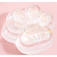 Jucarie Antistres Squishy, Flippy, cu Revenire Lenta, Squeeze Pinch Family, Model Cat Paw, 6.5 x 7 cm, din Tpr, 4-6 Ani, Model 4 Sclipici, Transparent