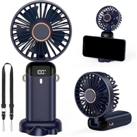 Ventilator Ultra Portabil cu Aromaterapie, Vafy, 3 in 1, de Mana, de Birou, de Gat, 5 Trepte de Viteza, Incarcare USB, Autonomie 12h, Pliabil, cu Ecran LCD, Albastru