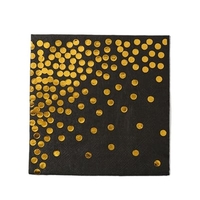 Set 20 de Servetele de Masa, Flippy, Imprimeu cu Buline Aurii, din Hartie, 17 x 17 cm, Negru