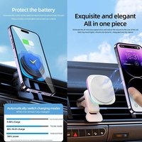 Incarcator Wireless Auto pentru Telefon, Flippy, Statie de Incarcare Magnetica Auto pentru Masina, 15W, 7 x 7 x 6.3 cm, Compatibil cu iOS/Android, Alb