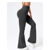 Pantaloni Sport de Dama, Flippy, pentru Yoga, Talie Inalta, Evazati, Tricotati, Negru, Marime XS