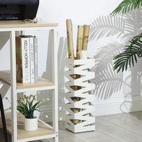 SONGMICS Suport metalic pentru umbrele, cu carlige si tava de picurare, 15x15x49cm, alb