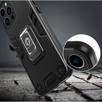 Husa Iron Warriors pentru iPhone 12, Vafy, Hybrid Ring Holder Kickstand, Negru