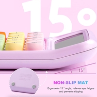 Calculator Electronic pentru Copii, Vafy, Calculator Dragut pentru Scoala Primara, Ecran mare 12 digits si Tastatura Mecania, 16 x 11 x 2 cm, Roz
