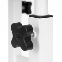 Birou reglabil pe inaltime cu rafturi si roti, blat din lemn si structura metalica, 80x40x76-86 cm, alb