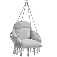 SONGMICS Scaun suspendat tip hamac cu perna groasa, stil scandinav, cadru metalic, include lant si carabiniera, 120 kg, gri