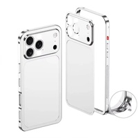 Carcasa Metalica, Vafy, Compatibila Apple iPhone 15 Pro, Creeaza Aspect de iPhone 17 Pro, Unibody Mat, Rezistenta la Zgarieturi, Argintiu