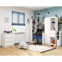 Birou cu rafturi SMART, PAL laminat, 125x50x180 cm, alb