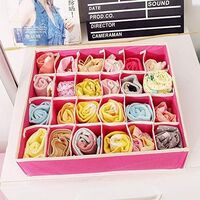 Cutie De Depozitare, Flippy, Pentru Lenjerie, Sosete Si Sutiene, Material Textil, 24 Compartimente, 32 x 32 x 10 cm, Culoare Roz