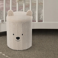 Taburet pentru copii, pliabil cu spatiu depozitare, 80kg, 28×34 cm, bej