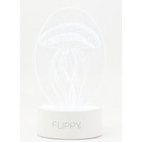 Lampa LED decorativa, Flippy, 3D, Meduza, din material acril si lumina multicolora, alb