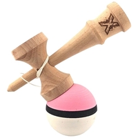 Kendama X Originala, Profesionala, Flippy, din Lemn, 18 cm, Rubber Grip, Roz/Negru/Alb