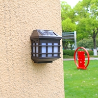 Lampa solara LED tip Felinar pentru perete, Flippy, Set 2 Bucati, 11.5 x 8.3cm, 1.2V, ABS, 400mAh, Lumina Alb Cald, Maro