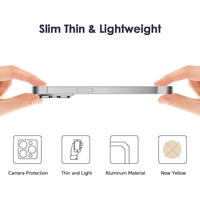 Husa Metalica Edgeless Compatibila cu iPhone 16, Vafy, Protectie pentru Colturi si Camera, Aliaj Aluminiu, Antisoc, Antizgariere, Argintiu Titan