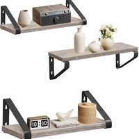 VASAGLE Raft de perete, set 3 bucati 30cm, 35cm si 40cm, 2 moduri de montare, gri si negru