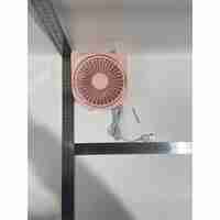 Mini ventilator pentru birou cu usb, Vafy, rotire 360 grade, 3 viteze, 13.5 x 12,8 cm, Roz