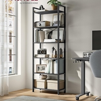 VASAGLE Biblioteca 6 niveluri, cu cadru metalic si rafturi PAL, 66x30x186 cm, negru
