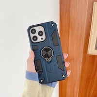 Husa protectie Vafy compatibila cu Apple iPhone 13 Mini Defender Model 5 cu suport prindere inel,Albastru
