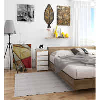 Comoda cu 4 sertare, PAL laminat 16mm, 40x35x74 cm, stejar sonoma si alb