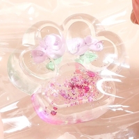 Jucarie Antistres Squishy, Flippy, Labuta de Pisica Pufoasa, cu Revenire Lenta, 7 x 6.5 cm, Model Flori 1, Transparent