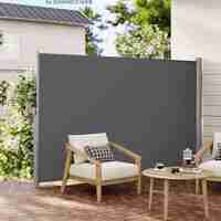 SONGMICS Paravan lateral pentru intimitate, extensibil, sistem fixare inclus, 160x400cm, gri