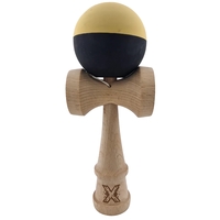 Kendama X Originala, Profesionala, Flippy, din Lemn, Rubber Grip, 18 cm, Galben/Negru