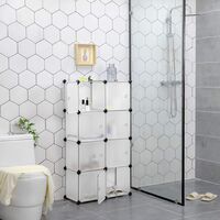 SONGMICS Organizator modular 93x31x93 cm, 9 cuburi cu usi, plastic si cadru metalic, alb