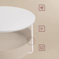 VASAGLE Masuta de cafea rotunda cu cos de stofa, stil modern, 45x75cm, alb cu bej