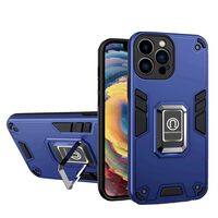 Husa Iron Warriors pentru iPhone 14 Pro, Vafy, Hybrid Ring Holder Kickstand, Albastru inchis