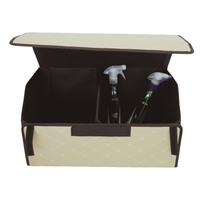 Cutie de Depozitare Auto, Flippy, Organizator Premium Portbagaj, 2 Compartimente Depozitare, Geanta Multifunctionala din Piele Ecologica, Pliabil si Rezistent la Uzura, Bej Deschis, 55 x 30 x 30cm