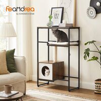 FEANDREA Mobilier 2 in 1 pentru pentru pisici cu ascunzatoare, 74x34x114cm, maro vintage