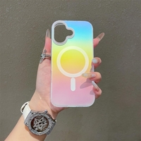 Husa Telefon, Vafy, Compatibila iPhone 17, Model Cameleon, Magsafe, Schimbare Gradient de Culoare din Unghiuri Diferite, Multicolor