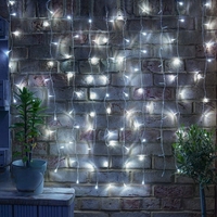 Instalatie Craciun, Tip Perdea, 1 m x 1 m, 60 LED-uri, Alb Rece, Controler, 8 jocuri de lumini, Interconectabila, Fir transparent, Interior/ Exterior, Vafy