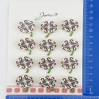 Brose Martisor, Jolie, Set 12 Bucati, Model Trifoi Traditional, Metal, 3 cm, Alb