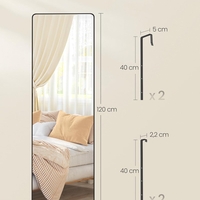 SONGMICS Oglinda mare de perete sau usa, rama aluminiu si sticla securizata, 120x40 cm, negru